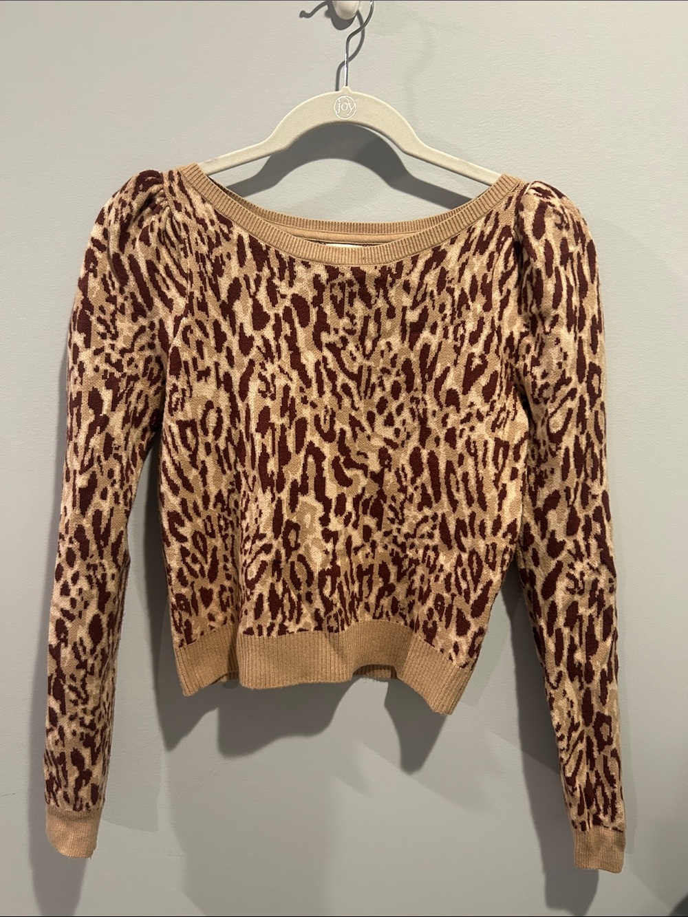 Maeve Leopard Print Knit Sweater in Tan & Brown XS
